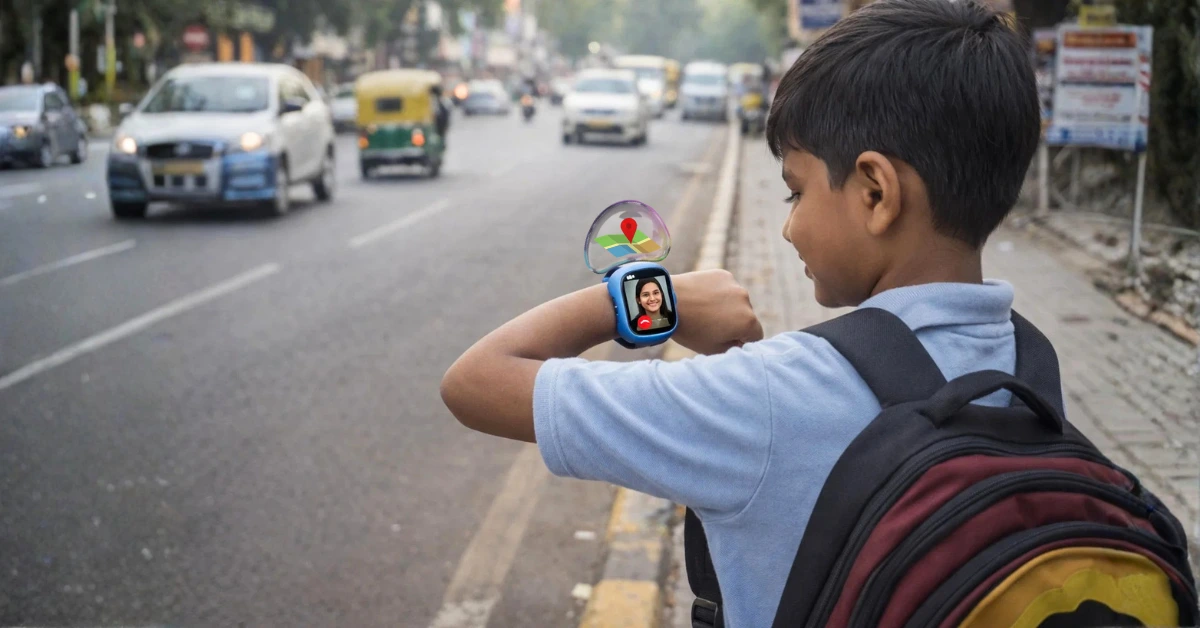 road safety smartwatch for kids with GPS tracking and safety alerts